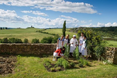 Picking fresh herbs at Bellorcia