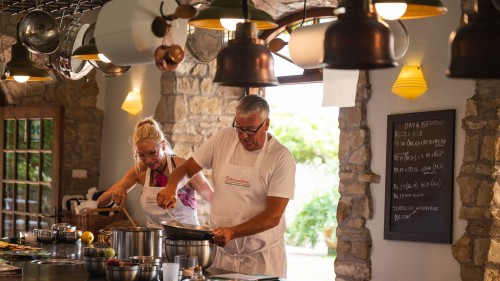 Tuscookany One week Italian cooking fitness and yoga fun cooking at Torre del Tartufo