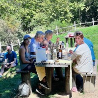 One morning hike with a picnic in the countryside